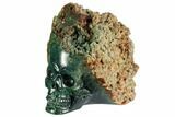 Tall, Carved Grape Agate Cluster with Polished Skull #108203-2